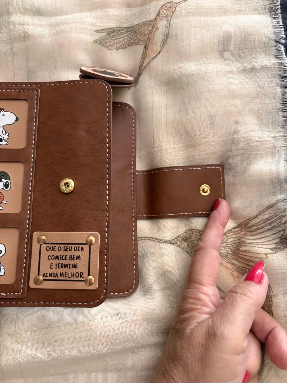 Tan Leather Snoopy Panel Notebook Cover